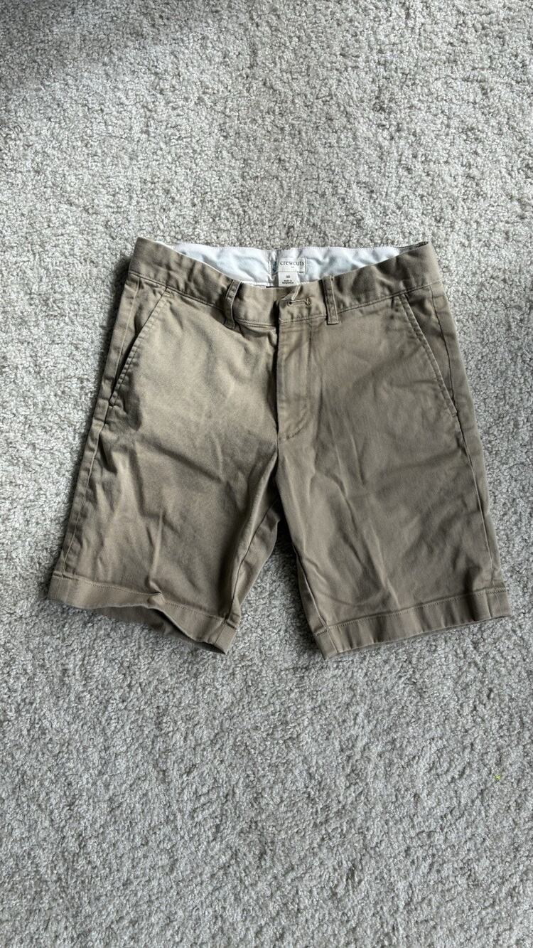 J. Crew CrewCuts Boys Size 10 Button Khaki Shorts Adjustable Waist Cotton EUC